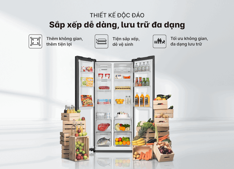 Tủ lạnh Side by side Aqua Inverter 504L AQR-S552XA(CBC)